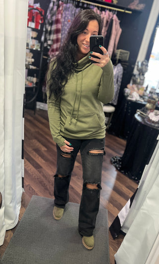 Olive Cloud Funnel Neck