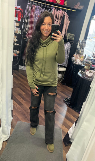 Olive Cloud Funnel Neck