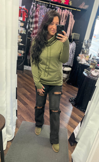 Olive Cloud Funnel Neck