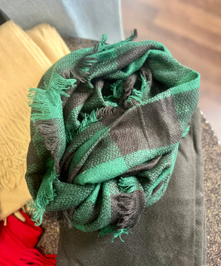 Forest Green & Black Plaid Infinity Scarf