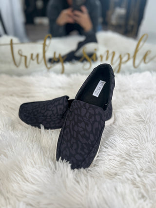 Black Leopard Slip On Shoe
