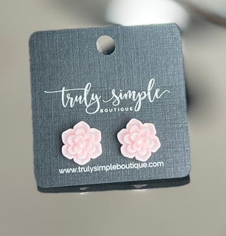 Pastel Pink Succulent Earrings