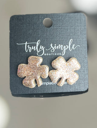 Champagne Shimmer Four Leaf Clover Earrings