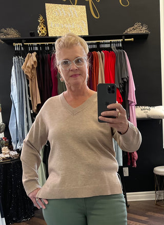 The Eloise V-Neck Sweater - Oatmeal