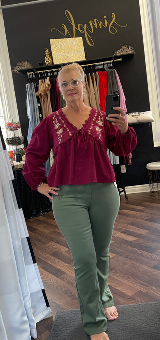 The Mathilda Blouse - Burgundy