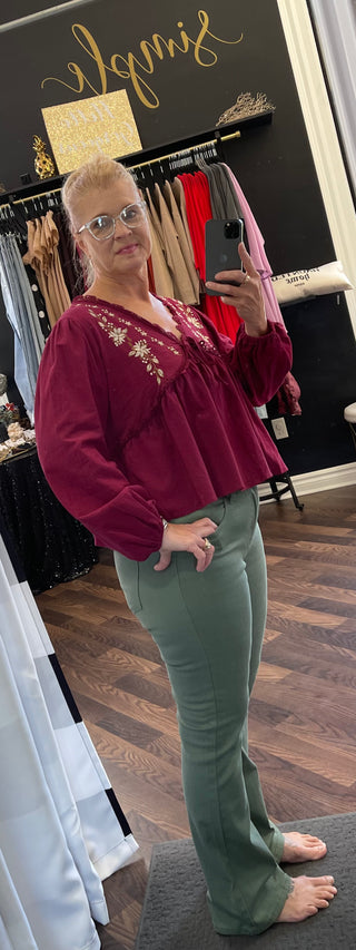 The Mathilda Blouse - Burgundy