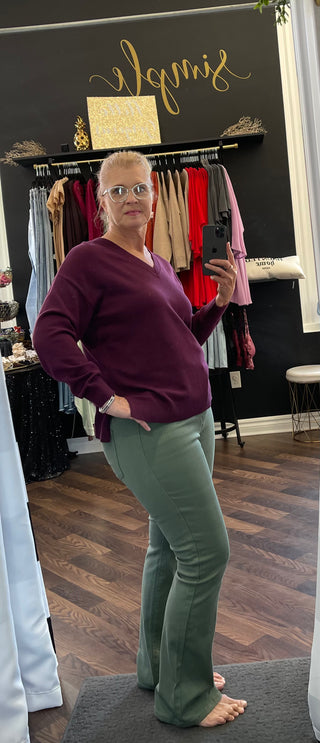 The Eloise V-Neck Sweater - Deep Plum