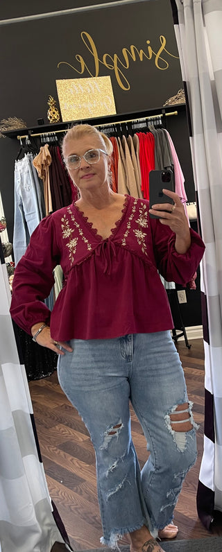 The Mathilda Blouse - Burgundy