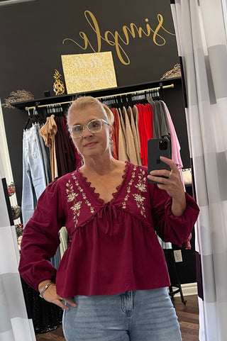 The Mathilda Blouse - Burgundy