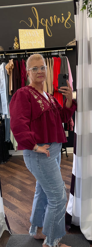 The Mathilda Blouse - Burgundy