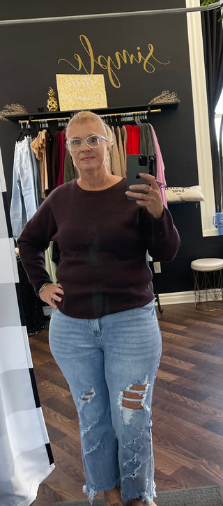 The Corinne Seed Stitch Sweater - Chocolate