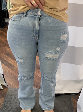 *RESTOCK* Light Wash Straight Distressed Jeans