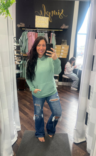 Sea Green Tatum Textured Hoodie