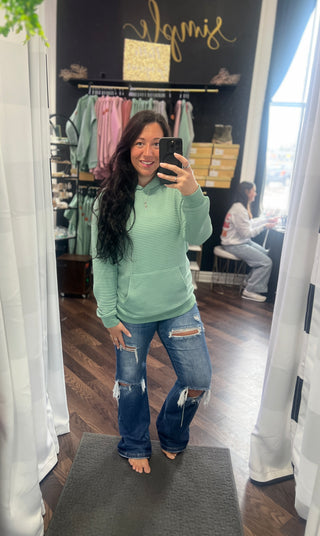 Sea Green Tatum Textured Hoodie