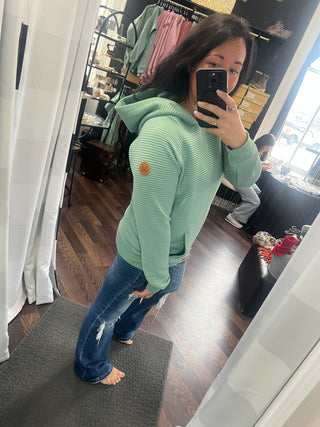 Sea Green Tatum Textured Hoodie