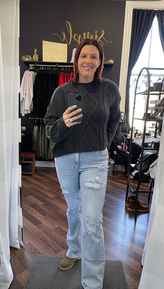 Charcoal Cable Knit Sweater