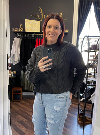 Charcoal Cable Knit Sweater
