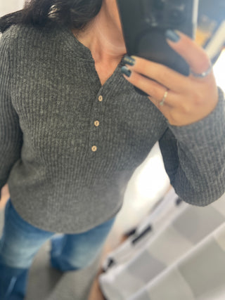 Charcoal Long Sleeve Henley