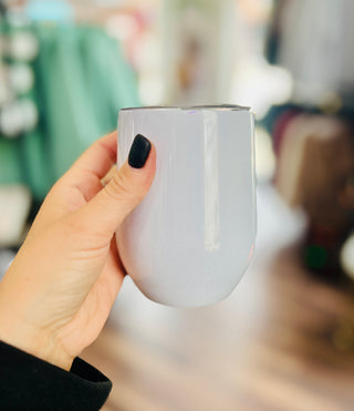 White Shimmer Stainless Steel Wine Tumbler