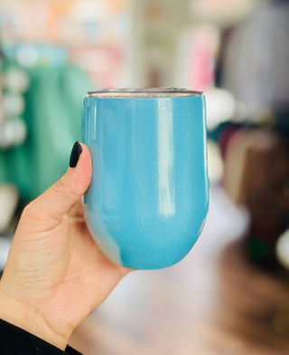 Blue Shimmer Stainless Steel Wine Tumbler