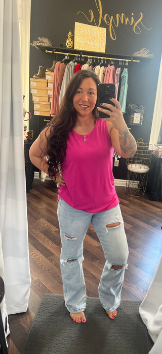 The Sarah 2-in-1 Tank - Fuchsia