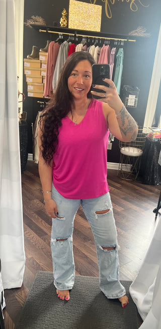 The Sarah 2-in-1 Tank - Fuchsia