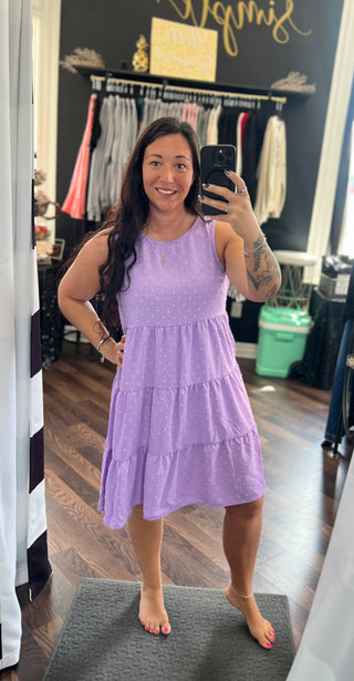 Marissa Swiss Dot Dress - Lilac