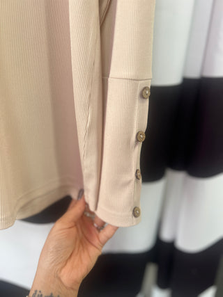 Oatmeal Ribbed Long Sleeve Top