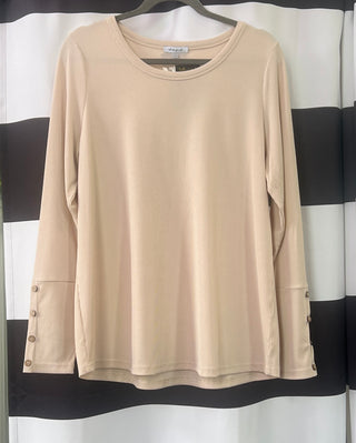 Oatmeal Ribbed Long Sleeve Top