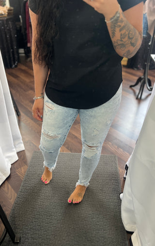 Acid Wash Distressed Skinny Jeans