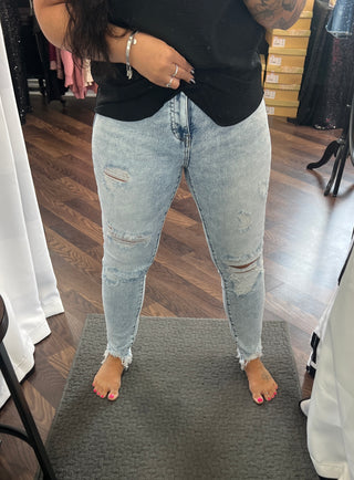 Acid Wash Distressed Skinny Jeans
