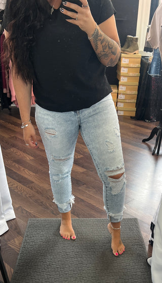Acid Wash Distressed Skinny Jeans