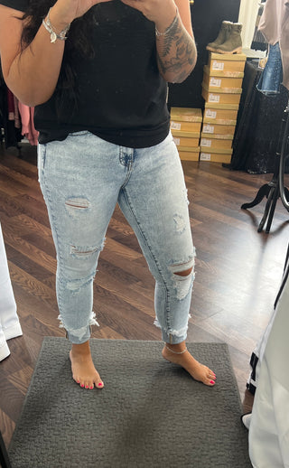 Acid Wash Distressed Skinny Jeans
