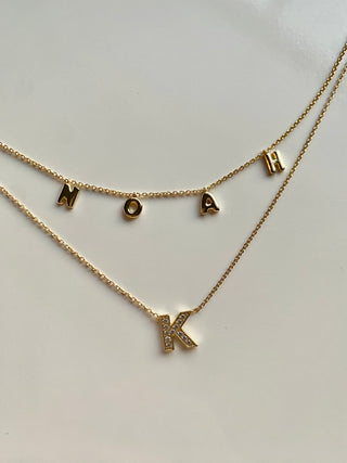 *Pre-Order* Bristol Bubble Letter Name Necklace - Water Resistant - Gold & Silver