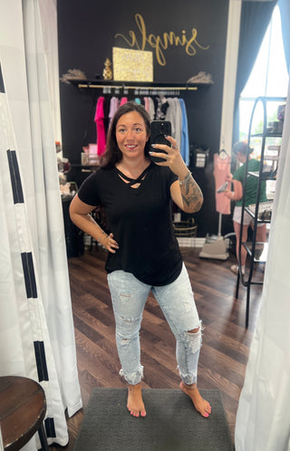 Blaire Criss Cross Top in Black