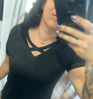 Blaire Criss Cross Top in Black