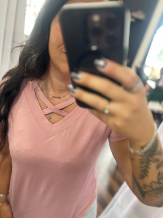 Blaire Criss Cross Top in Mauve
