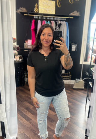 Jessie Ribbed Top in Black