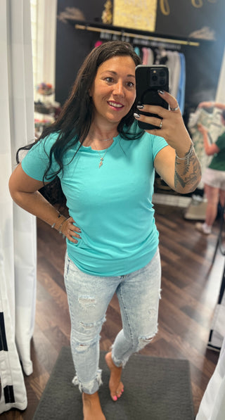 Jessie Ribbed Top in Caribbean