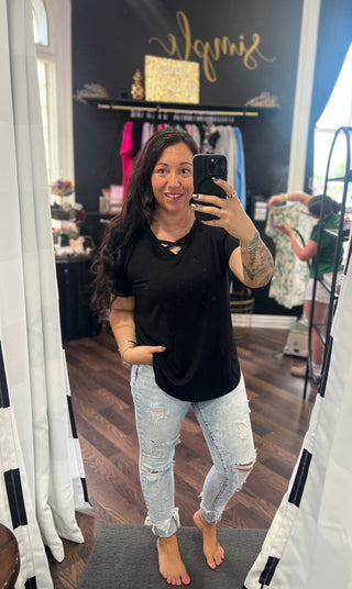 Annie Criss Cross Top in Black