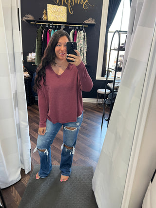 Burgundy Ribbed Long Sleeve