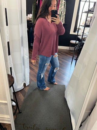 Burgundy Ribbed Long Sleeve