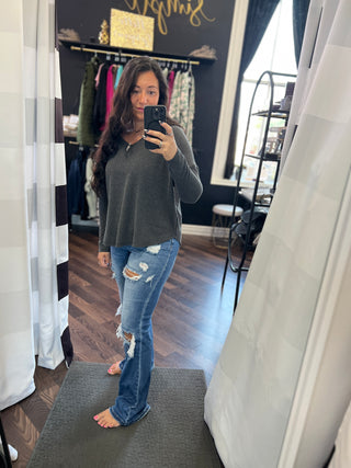 Charcoal Ribbed Long Sleeve