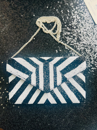 Striped Seed Bead Envelope Purse/Clutch