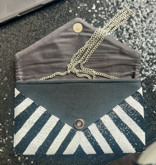 Striped Seed Bead Envelope Purse/Clutch