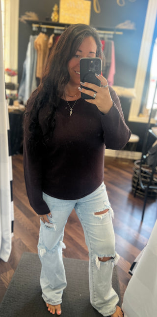 The Corinne Seed Stitch Sweater - Chocolate