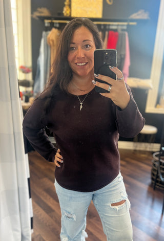 The Corinne Seed Stitch Sweater - Chocolate