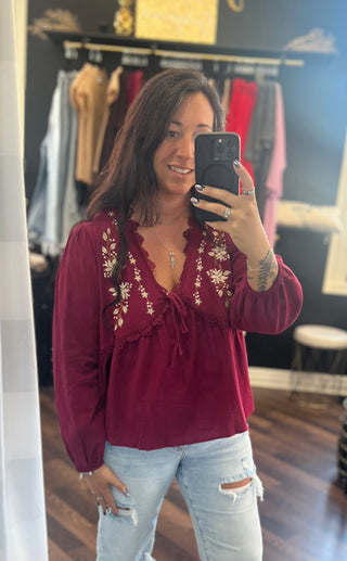 The Mathilda Blouse - Burgundy