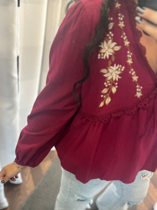 The Mathilda Blouse - Burgundy