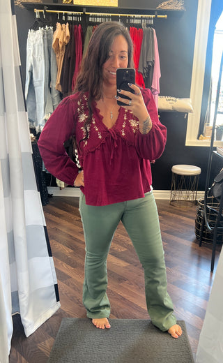 Olive Bootcut Jeans